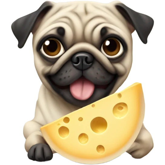 Skinny Pug eating cheese emoji