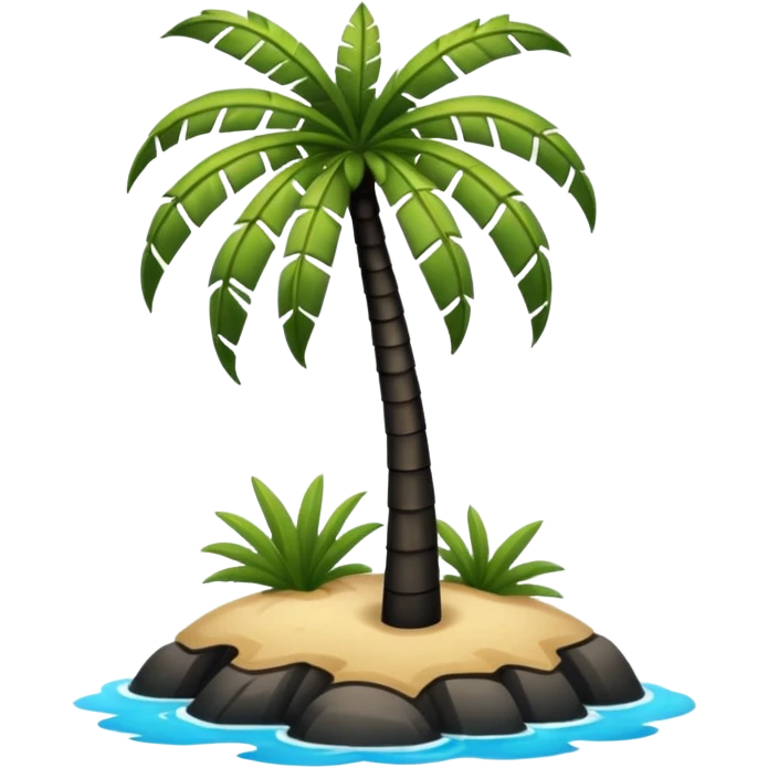 Palmera de color negro y isla negra emoji