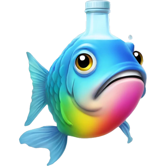Gay fish holding a bottle of vape juice  emoji