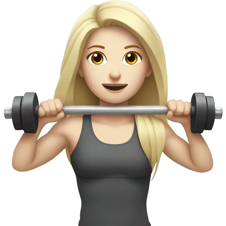 Pale girl with long blondehair lifting weights emoji