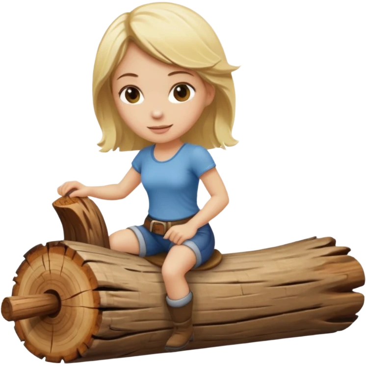 Naked blonde riding on a wood log emoji