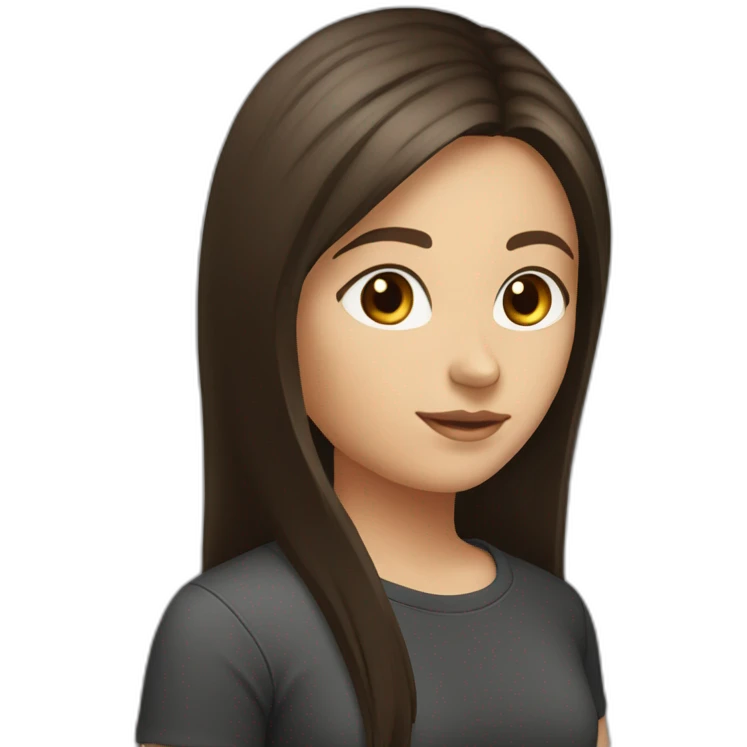 white-girl-with-long-dark brown-straight-hair-with-brown-eyes-in-a-black-t-shirt emoji