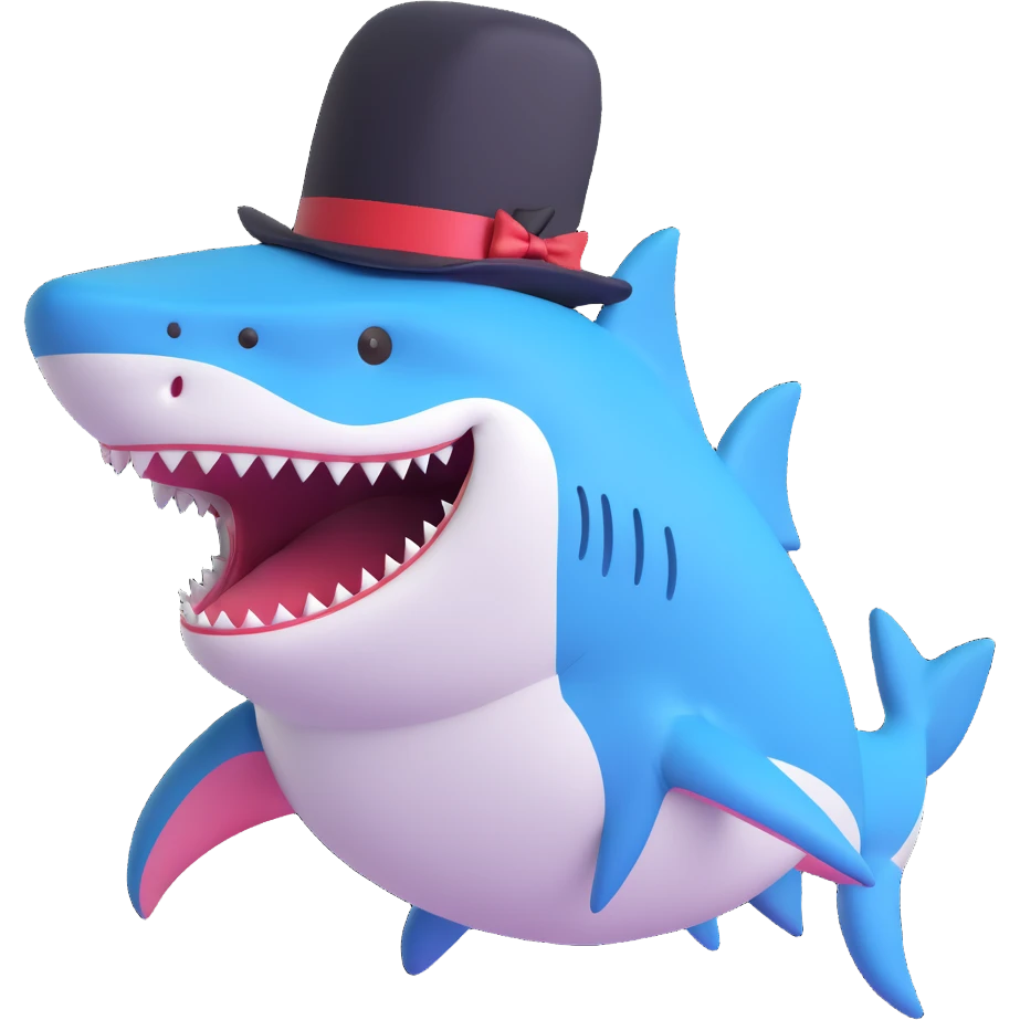 shark wearing a top hat emoji