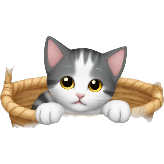 Kitten curled up in a basket emoji