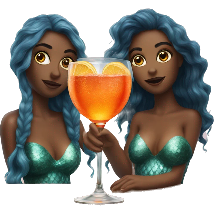Three beautiful mermaids drinking aperol emoji