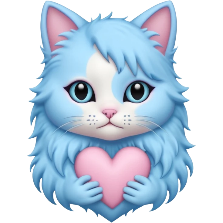 pastel goth heart with baby blue cat emoji