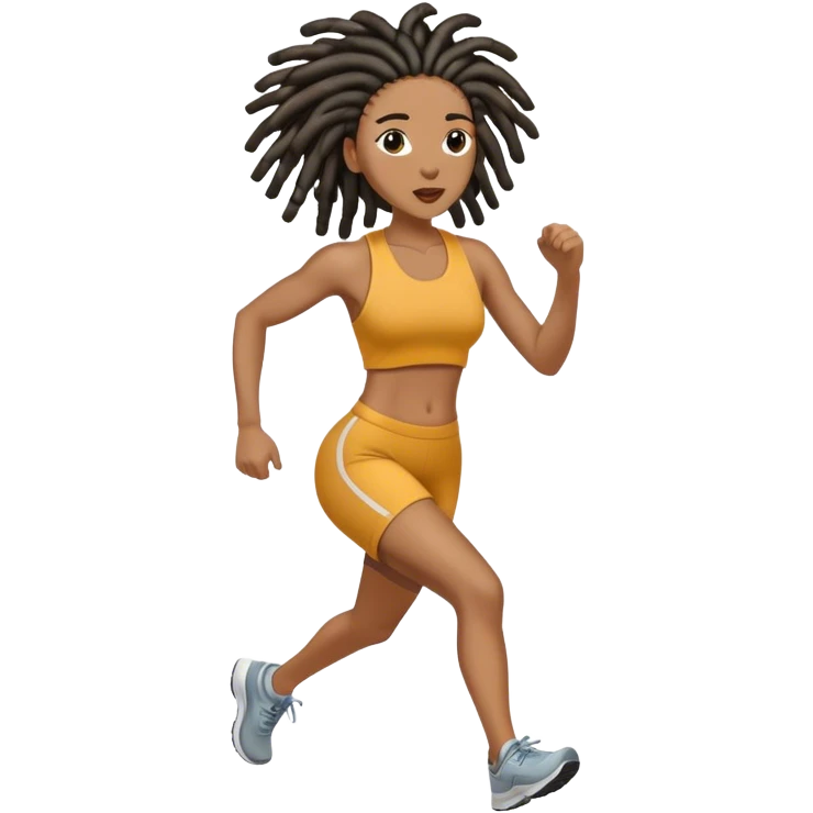 Black woman with locs running emoji