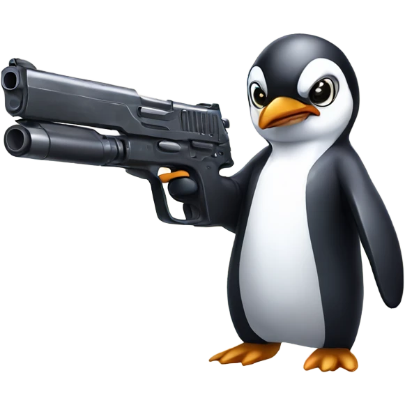 Penguin with gun anime emoji