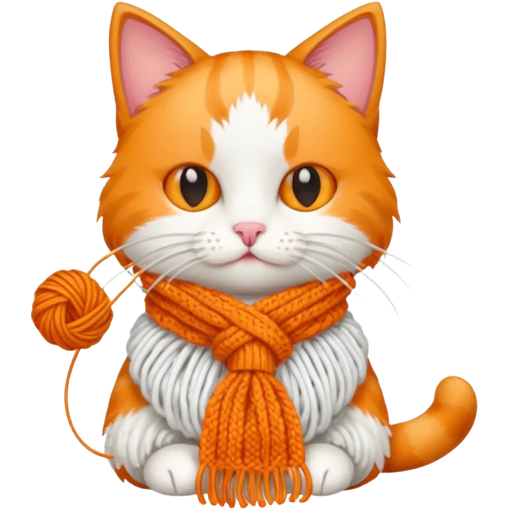 Cat knitting a tiny scarf emoji