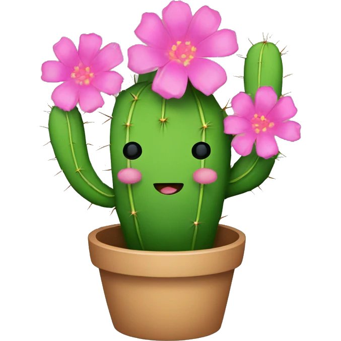 Cactus with pink flowers in a pot emoji