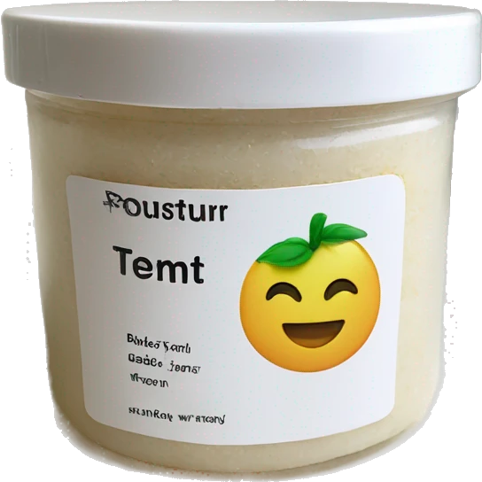 body scrub pot with label emoji