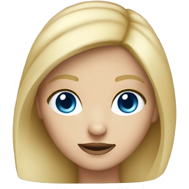 create a girl with blue eyes small nose and blonde hair emoji