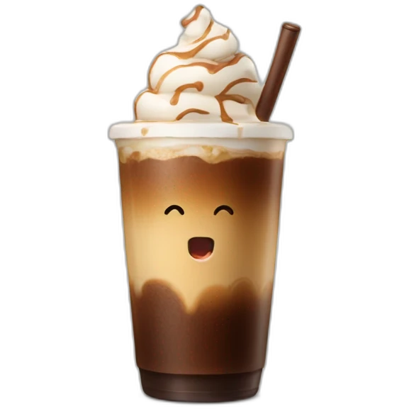 Cold coffee with ice cream emoji