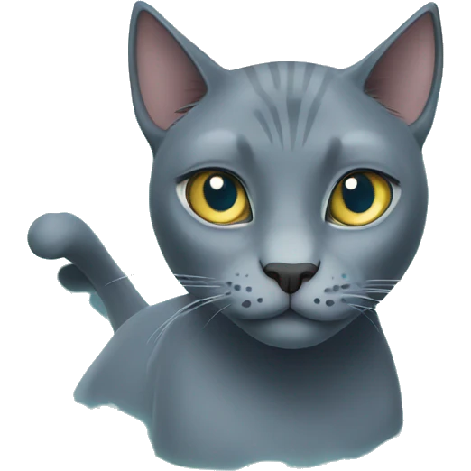 Russian blue cat queen in a swimming pool  emoji