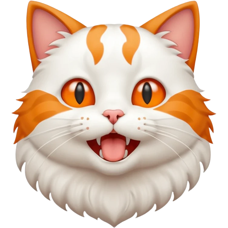 flat toon style cat with mouth open saying 'meow' (text included) emoji