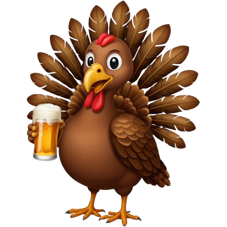 Turkey drinking a beer emoji