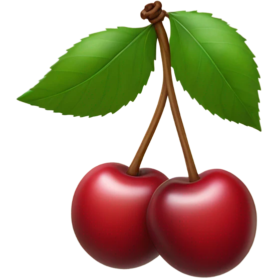 Two cherries held by bow ribbon stem emoji