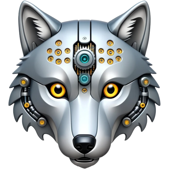 robotic wolf with digital eyes and circuit patterns emoji