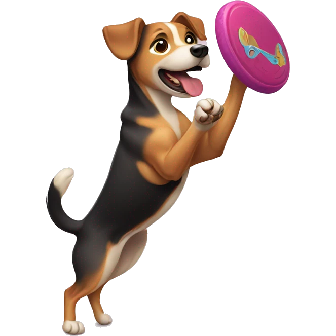Dog catching frisbee emoji