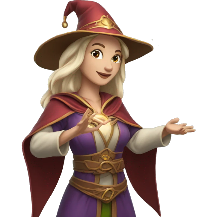 D&D Caucasian female noble wizard elf casting a spell  emoji
