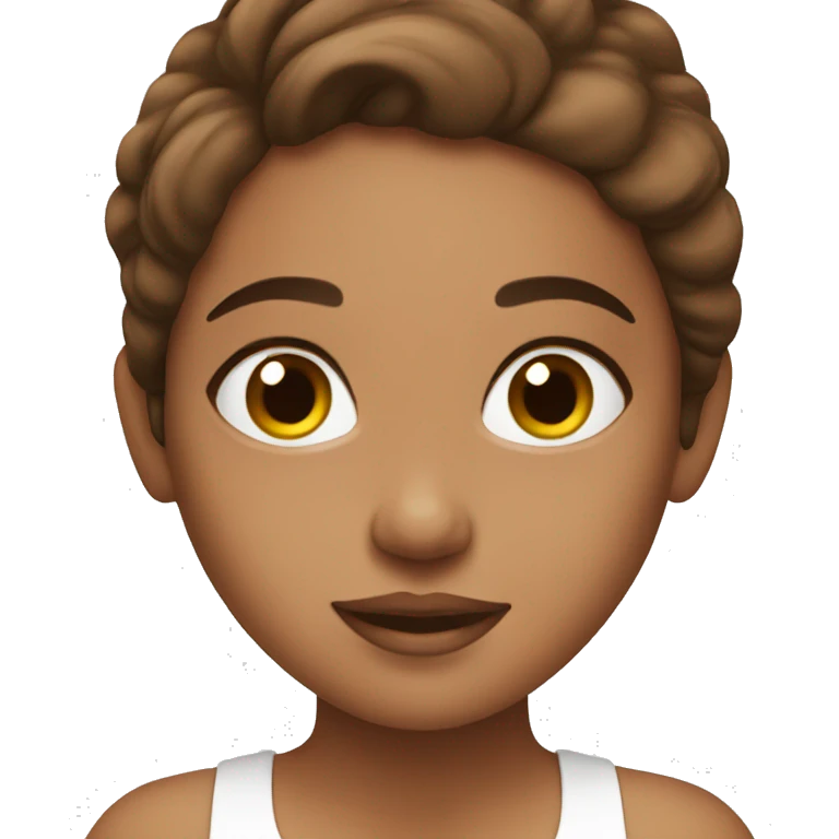 A girl with brown hair doing skincare emoji