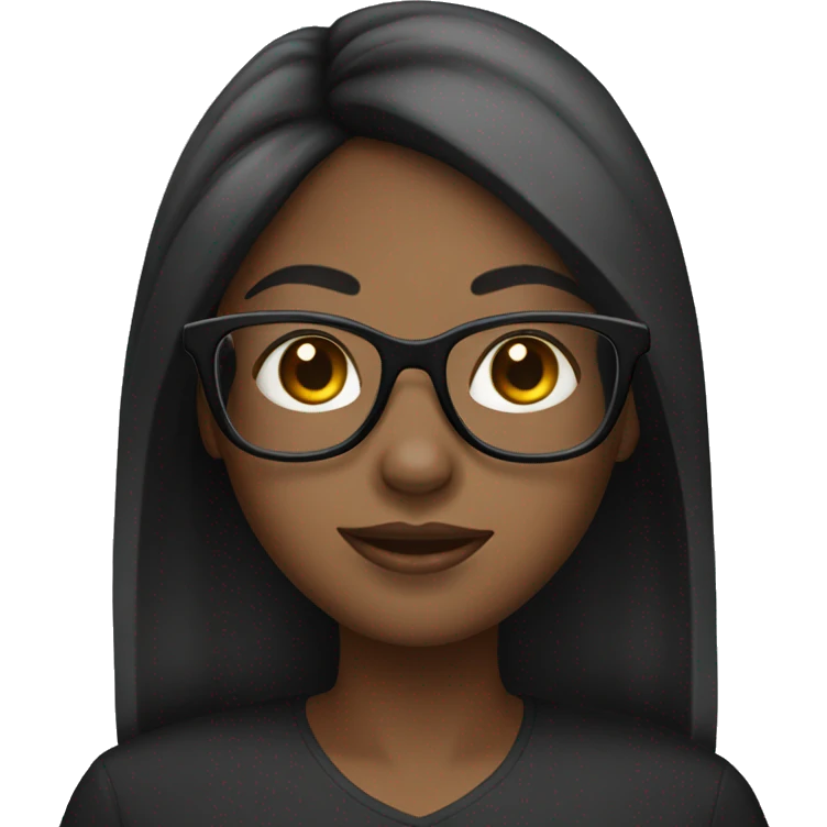 black girl with long straight hair , black glasses and a bow in her hair  emoji
