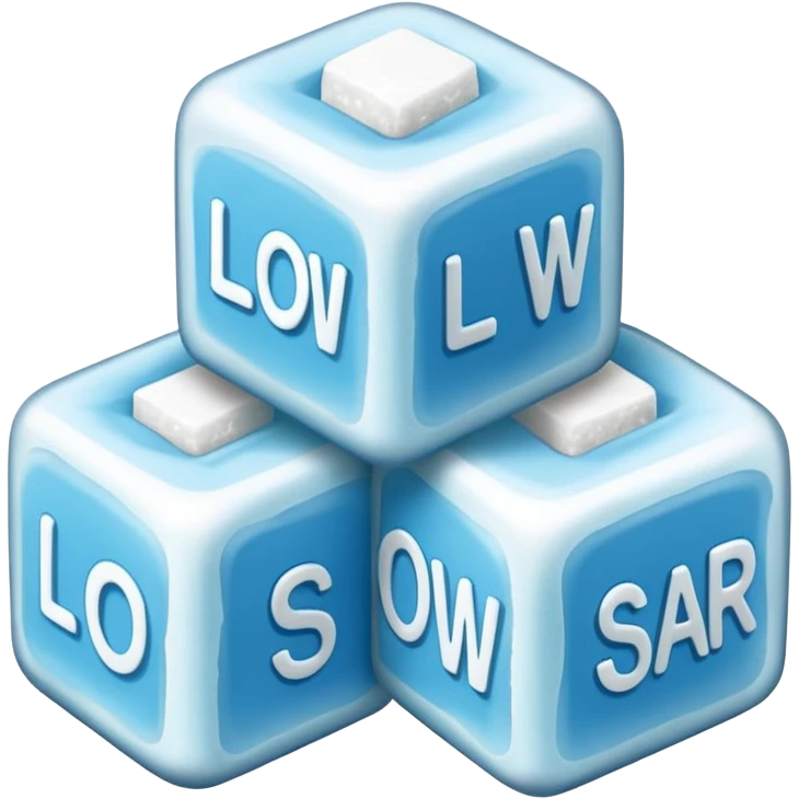 Icon 3 terrones de azúcar con la palabra debajo que diga low sugar emoji