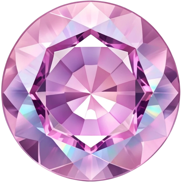 round cut kunzite gem with pale pink pastel hues and swirling holographic color play emoji