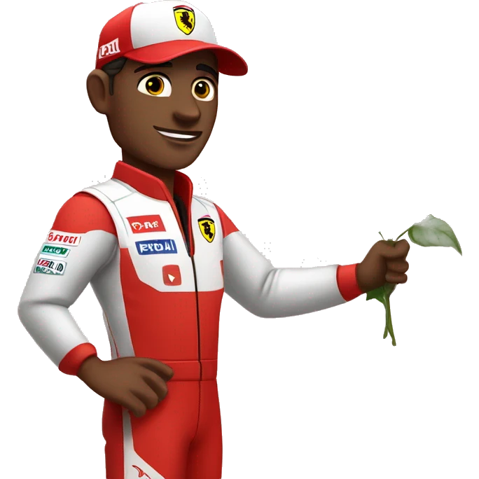 Ferrari driver with rose in hand emoji