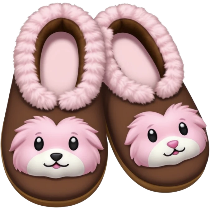 Fluffy brown and baby pink sleepers emoji