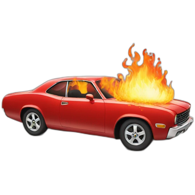 red car in fire emoji