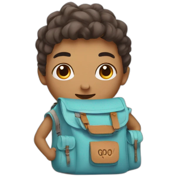 character with bag inscription qooq emoji