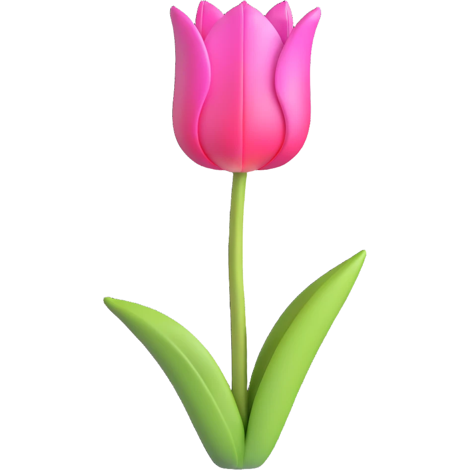 minimal 3D gothic tulip with pink highlight, simple and elegant emoji