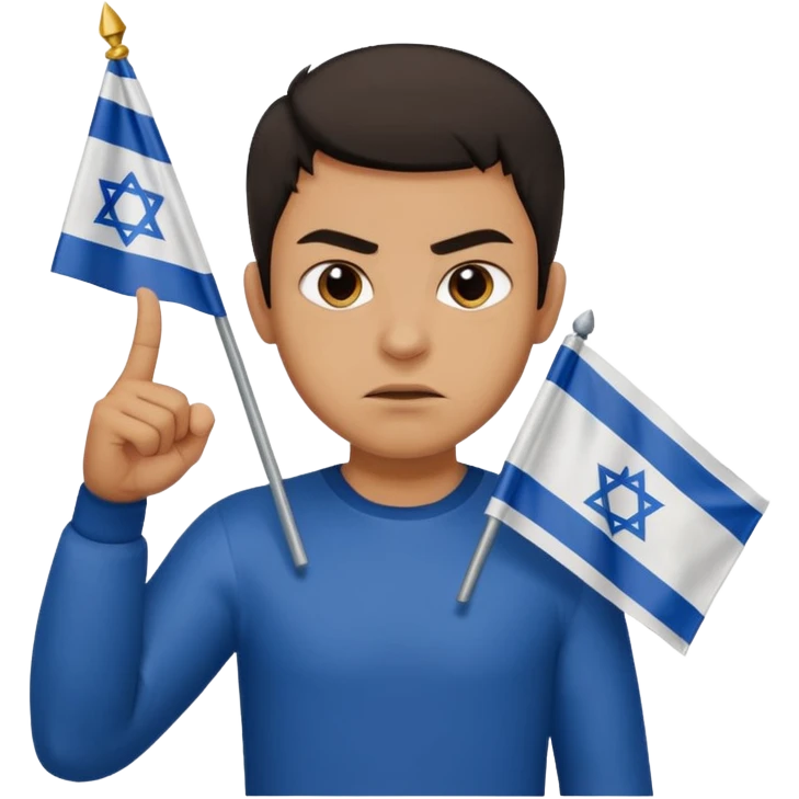 İsrail Bayrak tutan ve çok kızgın bakan adam sevmemiş gibi el hareketi yapıyor emoji