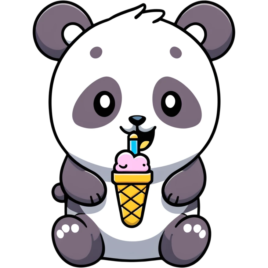 Panda eating ice cream emoji
