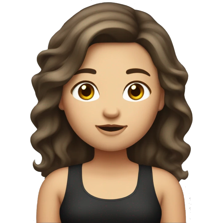 Create a fat girl with a crop on her, Let the girl have brown hair and long hair, and let the color of the chrome be black.  emoji