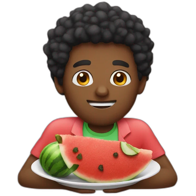 black man eating fried chicken and watermelon emoji