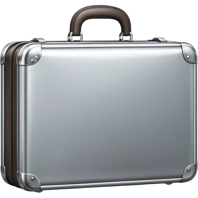 A luxury briefcase emoji made of polished silver chrome, smooth rectangular shape, metallic reflections, minimal high-end design, swag business aesthetic, iOS emoji style, centered, clean white background
 emoji