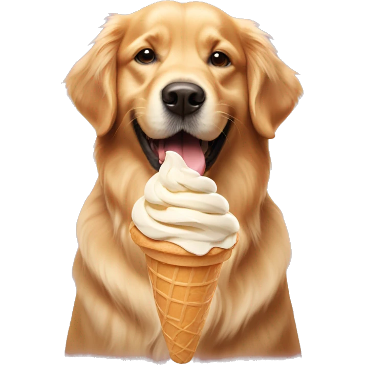 golden retriever with ice cream cone  emoji