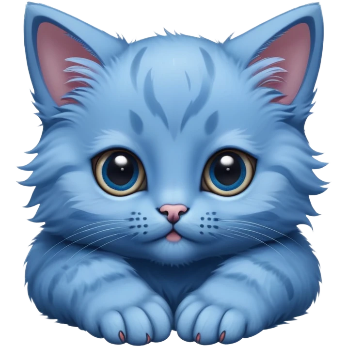 The head of a blue kitten with large eyes, resting on its paws. emoji