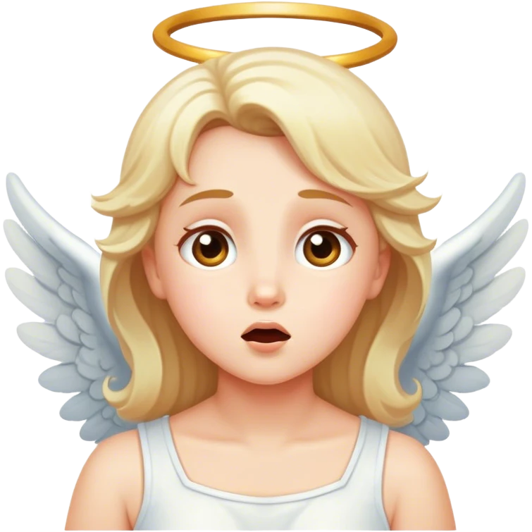 Angel blushing emoji whistling while looking up emoji