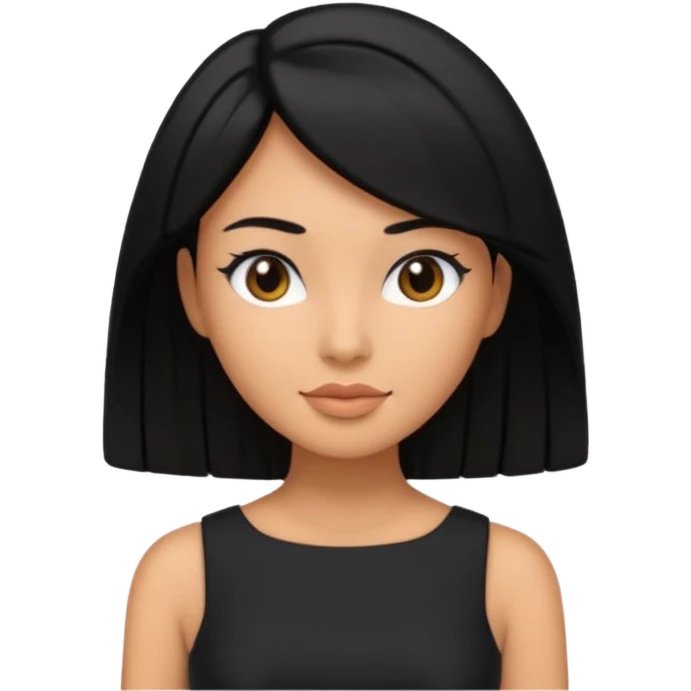 3d style woman with black hair wearing black dress emoji