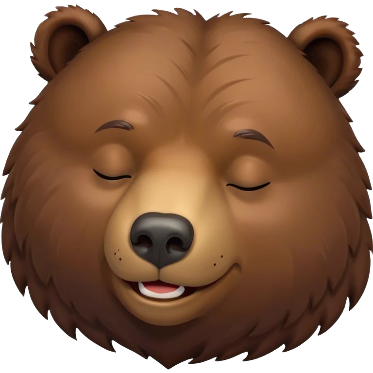Meme-Worthy Cute Sleeping Grizzly Bear Portrait Emoji, Head resting peacefully with a contented smile, showcasing a massive, robust build and a luxuriously soft deep brown fur, eyes shut in a serene, restful nap, Simplified yet hilariously adorable features, highly detailed, glowing with a soft, drowsy light, high shine, relaxed and utterly lovable, stylized with an air of playful laziness, bright and heartwarming, soft glowing outline, capturing the essence of a comically sleepy grizzly, so meme-worthy it feels like it could instantly become the next viral sensation of adorable slumber! emoji