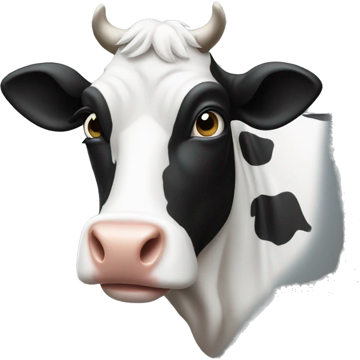 black and white cow thinking emoji