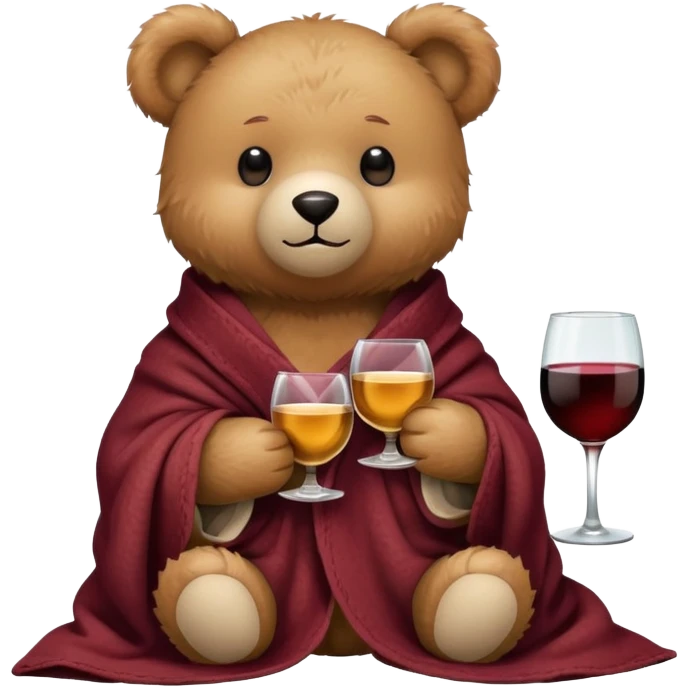 Teddy bear with blancket and wine emoji