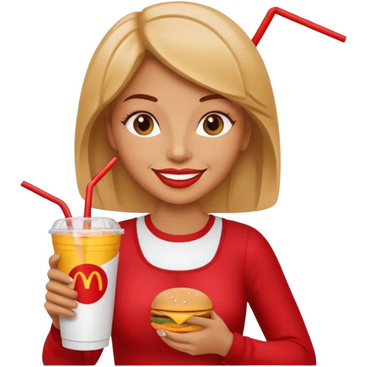 a woman holding fastfood drink emoji