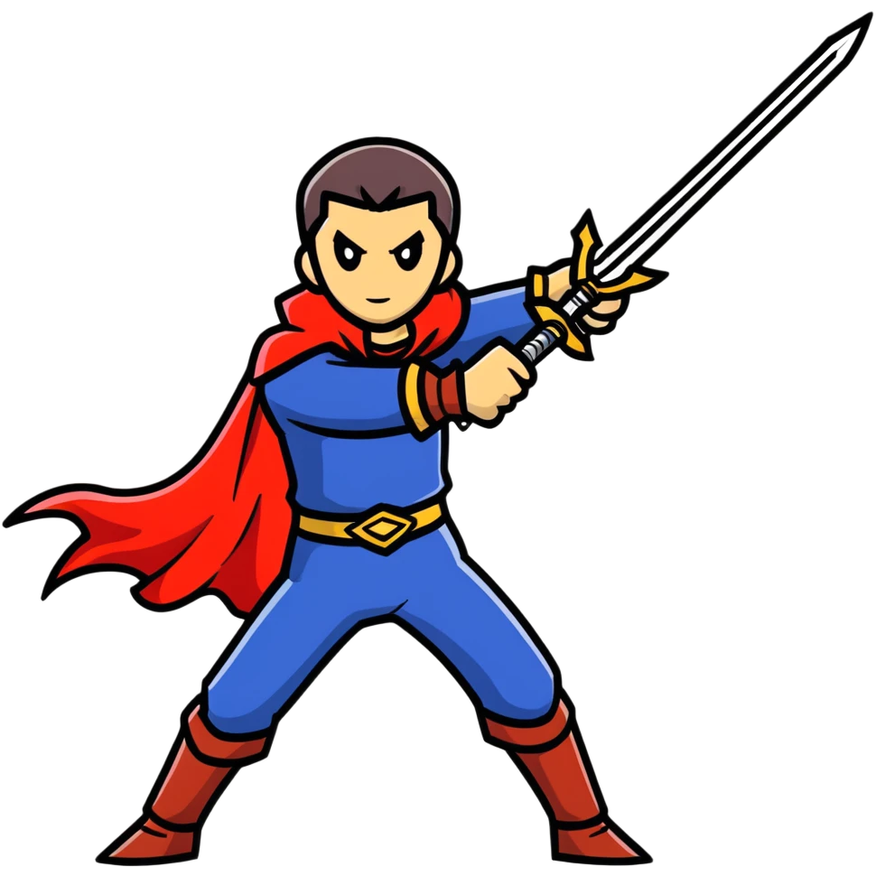 duelist with cape and sword ready to fight emoji