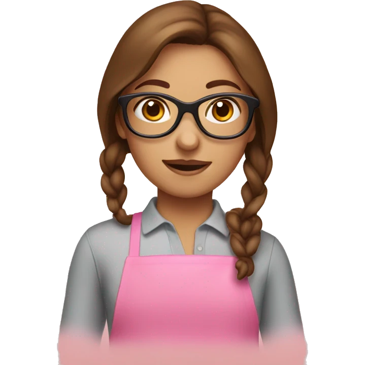 girl with brown hair and pink glasses baking  emoji