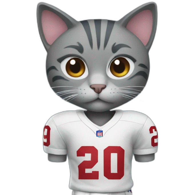 grey cat in new york giants uniform emoji