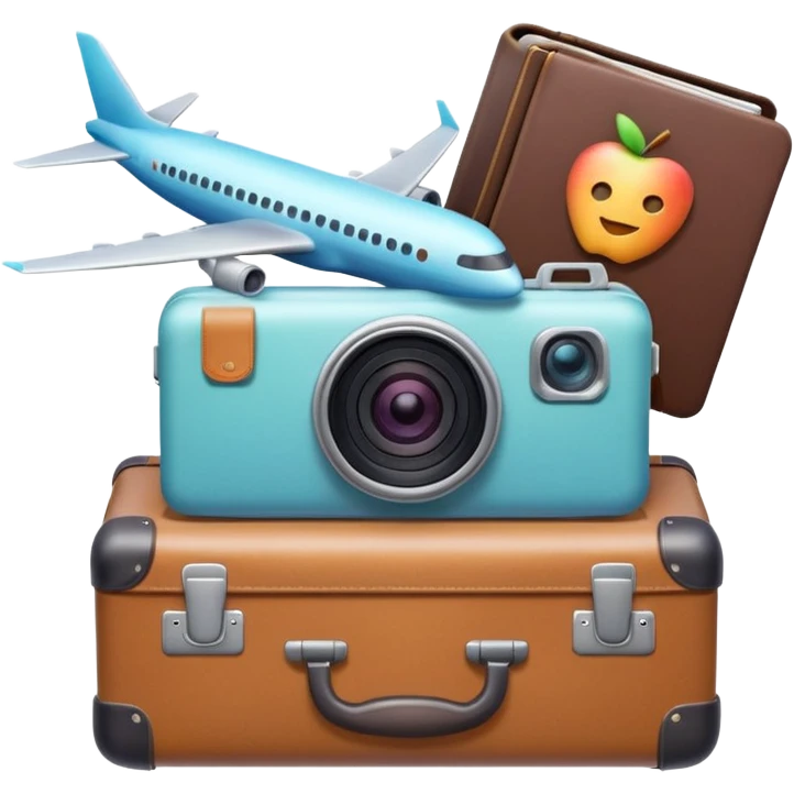 Premium travel moodboard emoji, Apple-style 3D emoji, pastel gradients, minimal travel symbols, calm aesthetic, soft shadows, high-detail, square app icon. emoji
